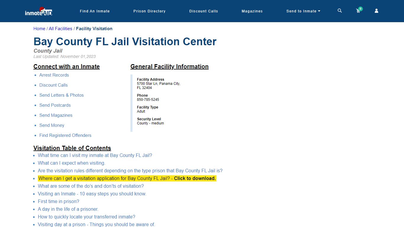Bay County FL Jail | Visitation, dress code & visiting hours - InmateAid